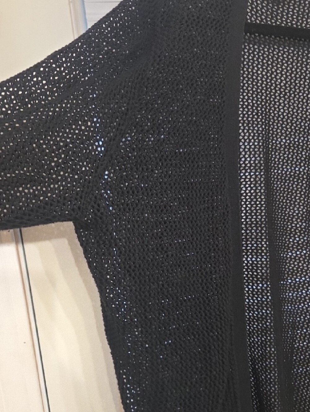 Workshop Republic Clothing Black Open-Front Mesh Knit Cardigan - Picture 3 of 5